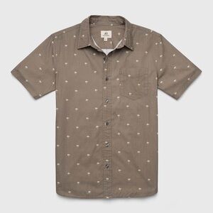 Surfside Supply Joey Palm Shirt in Olive Green - Short Sleeve Button Down Shirt